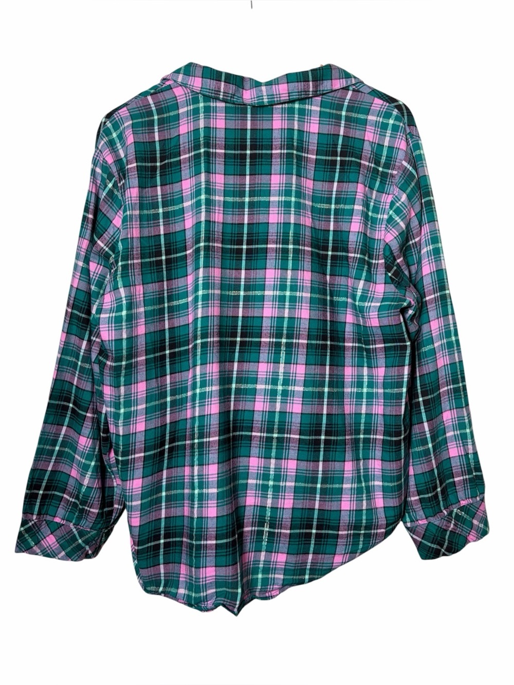 Victorias Secret Cotton Modal Emerald Green & Pink Plaid Pajama Set Medium - Picture 7 of 13